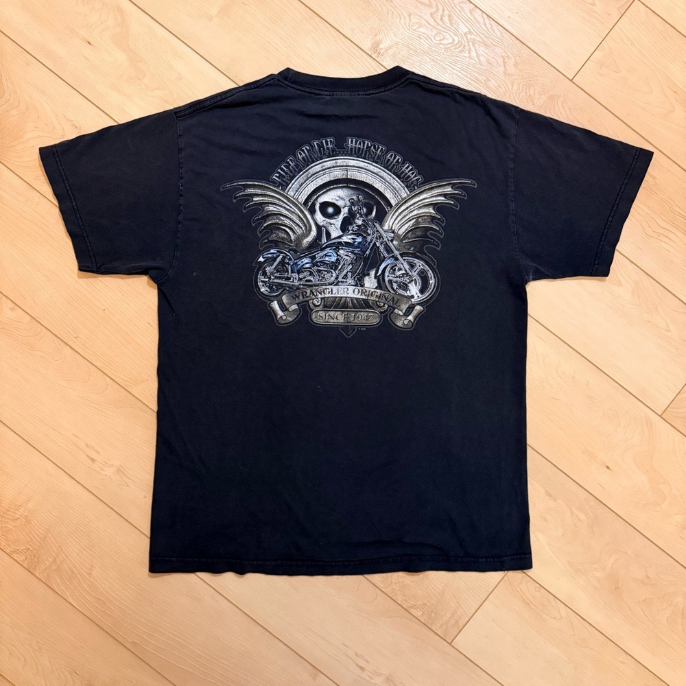 2000s Wrangler Biker Graphic Tee in Faded Black
